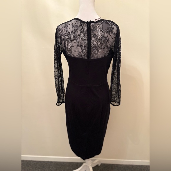 NEW Small Eva Franco by Anthropologie Greer Illusion Black Lace Dress Size 8 - Picture 4 of 16